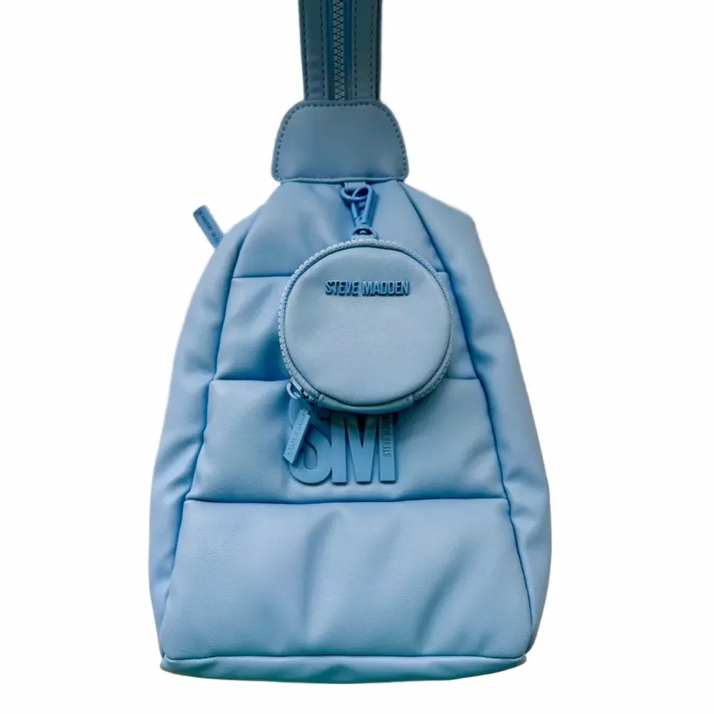 Steve Madden Backpack Sling Cornflower Blue Faux Leather Puffy Coin-purse NWOT